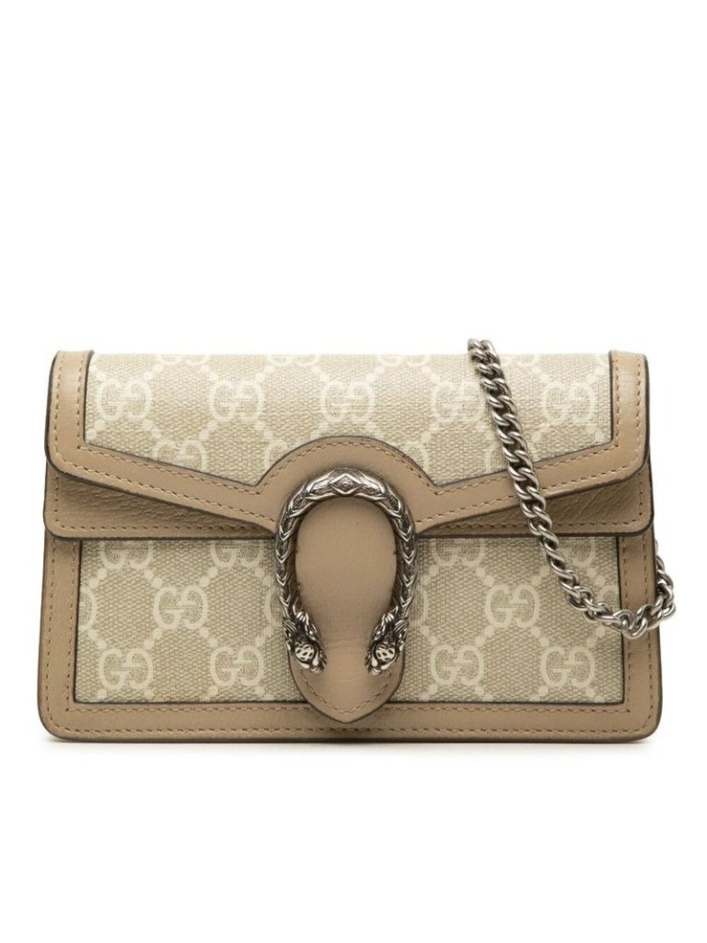 Gucci GG Supreme Dionysus Crossbody Chain Shoulder Bag Ivory Beige Leather